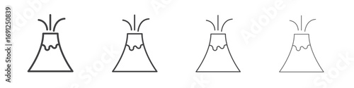 Volcano eruption icon simple vector line art symbol