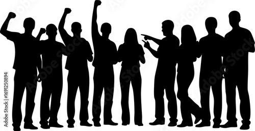 Diverse group of people cheering and celebrating success together in unity, dynamic and energetic