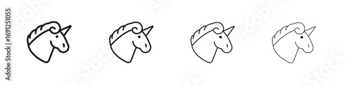 Unicorn icon simple vector line art symbol