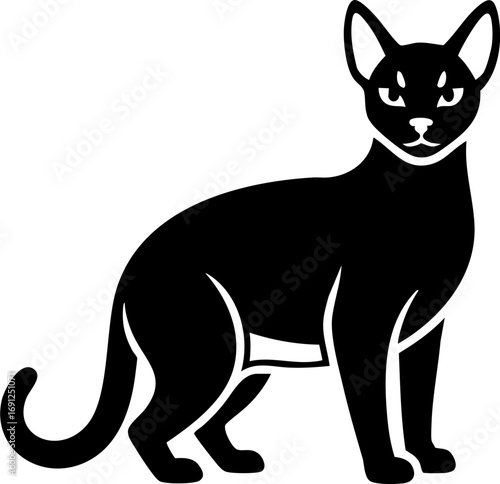 Elegant black cat silhouette poised with alert eyes, a symbol of mystery and grace for modern design