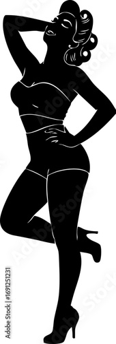 Glamorous woman striking a confident pose in elegant high heels and stylish attire