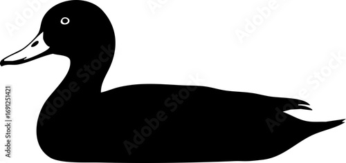 Elegant black duck silhouette poised elegantly for nature, wildlife, or design projects