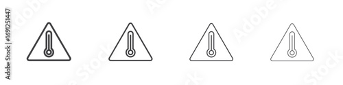 Temperature warning sign icon simple vector line art symbol