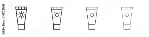 Sun cream icon simple vector line art symbol