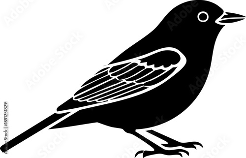 Elegant silhouette of a small bird perched, conveying natural simplicity and peaceful charm for design projects.