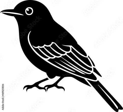Elegant black silhouette of a perched bird, a timeless symbol of nature and freedom