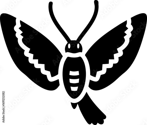Elegant moth silhouette symbolizes transformation and nocturnal beauty for design projects