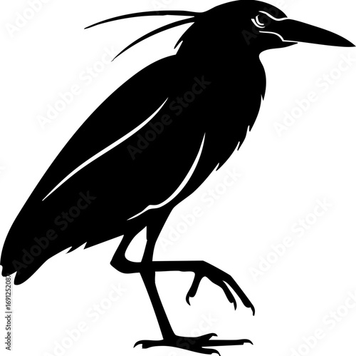 Elegant heron silhouette captured in a dynamic pose, perfect for nature and wildlife designs.
