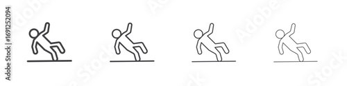 Slippery floor icon simple vector line art symbol