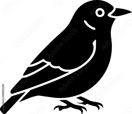 Charming silhouette of a small bird perched, evoking nature and simplicity for your designs