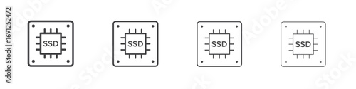 SSD drive icon simple vector line art symbol
