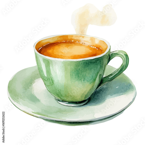 Coffee, watercolor vector, isolated on a white background.