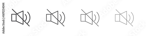 Quadro su tela Mute sound icon simple vector line art symbol