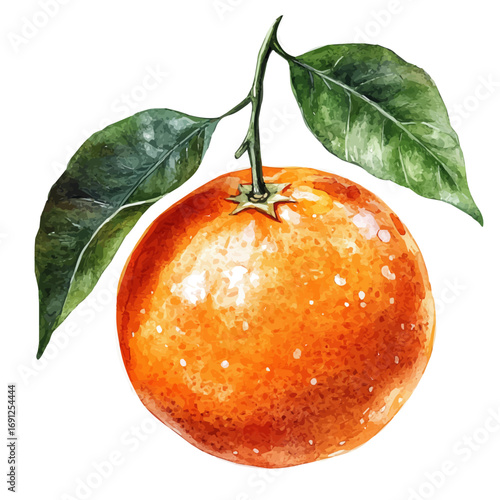 watercolor of Clementine, vector, isolated on a white background.