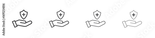 Quadro su tela Health insurance icon simple vector line art symbol