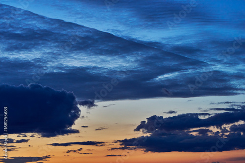 Cloudscape above Lake Mjøsa an evening of early autumn.