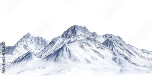 Snow covered mountain range peaks isolated on a transparent background mountains 1