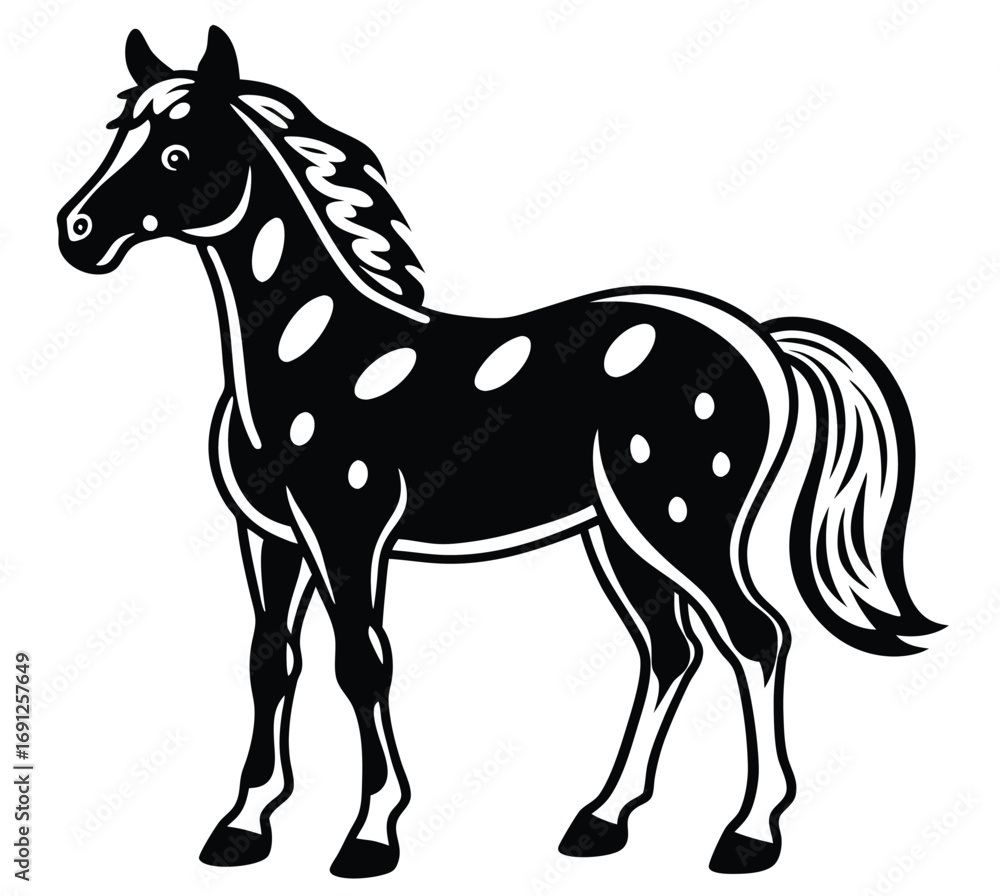 Obraz premium Black horse vector illustration running on white background