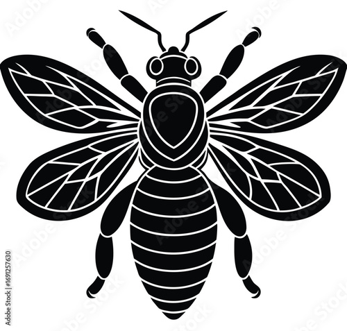 Cute bee flying near a flower vector illustration