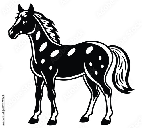 Black horse vector illustration running on white background