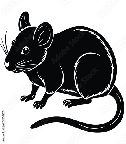 Vector illustration of a cute mouse with cheese on white background