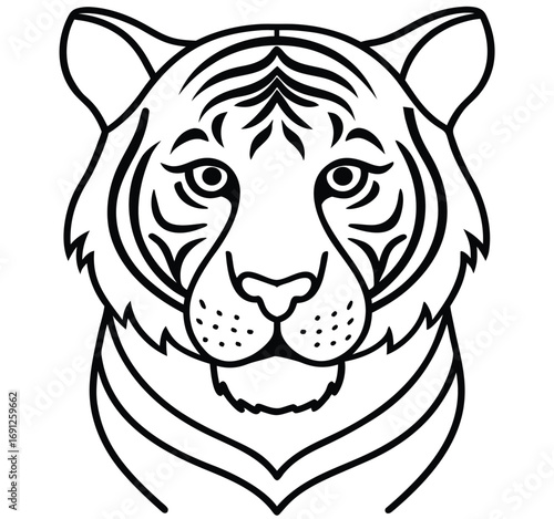Tiger head vector illustration of a wild animal face design