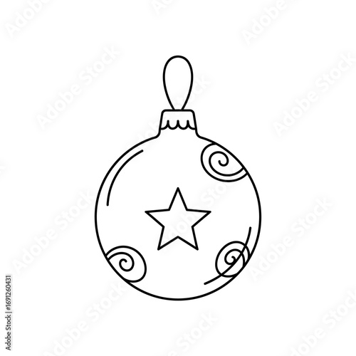 Simple Black and White Christmas Ornament Illustration