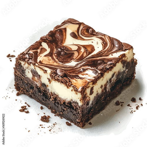 watercolor of Cheesecake Brownie, vector, isolated on a white background.