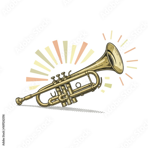 Vintage Illustration of a Golden Trumpet