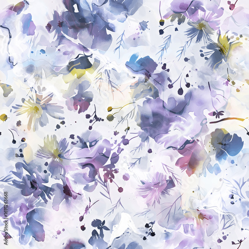 Abstract Seamless Pattern Design, Repeatable Textile Fabric Print, Multicolor Allover Floral Design