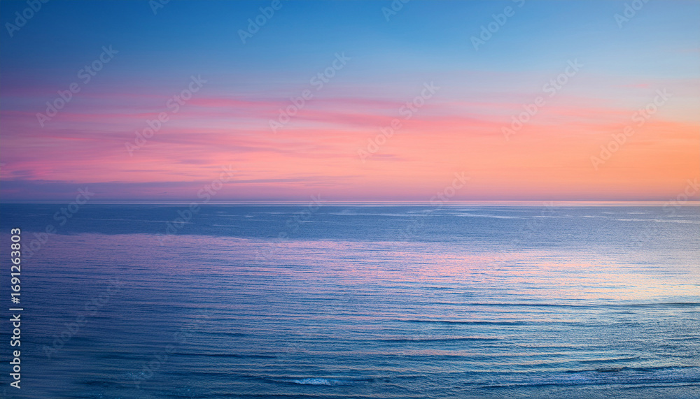 Fototapeta premium Calm Ocean Pastel Sunrise Gradient Sky Background