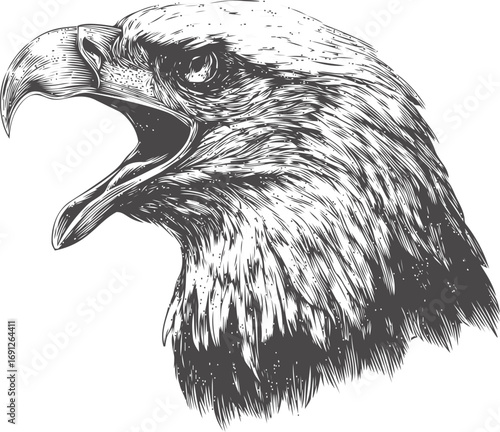 Eagle vector sketch hand drawn line art in nature, eagle head detailed in vintage engraving — stock vector