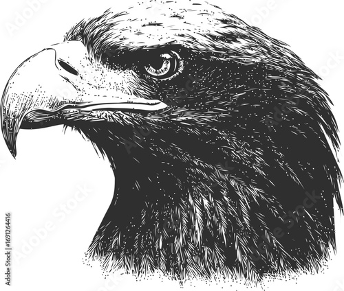 Eagle vector sketch hand drawn line art in nature, eagle head detailed black and white — stock vector