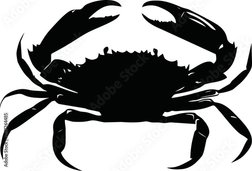 Crab vector hand drawn line art in nature, crab silhouette in bold black graphic — stock vector