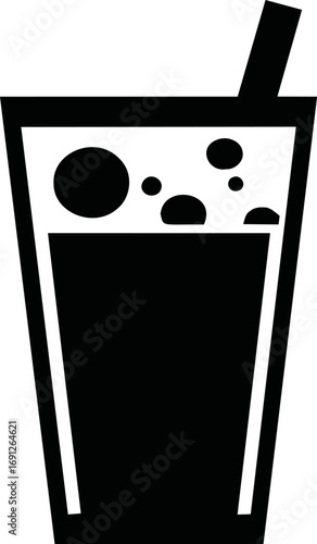 Soda vector hand drawn line art in restaurant, soda drink icon in bold black — stock vector