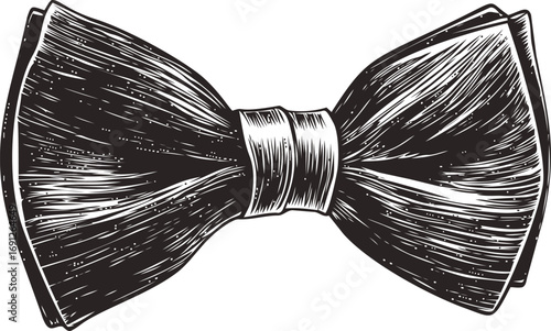 Bow tie vector hand drawn line art in isolated, vintage bow tie in retro engraving — stock vector