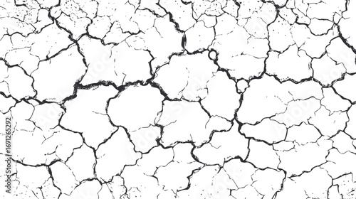 Cracked vector hand drawn line art in nature, cracked earth seamless texture in grunge — stock vector
