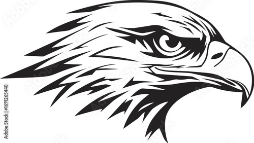 Eagle vector hand drawn line art in nature, eagle head side view in bold — stock vector