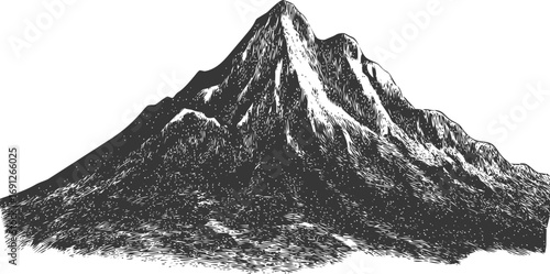 Peak vector sketch hand drawn line art in nature, mountain peak in vintage engraving style — stock vector