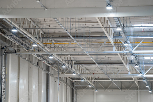 modern LED ceiling lighting in the production hall - warehouse