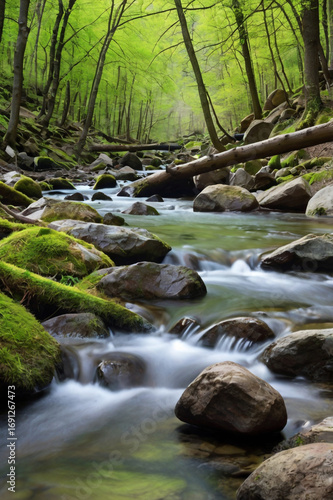 mountain river in the forest waterfall