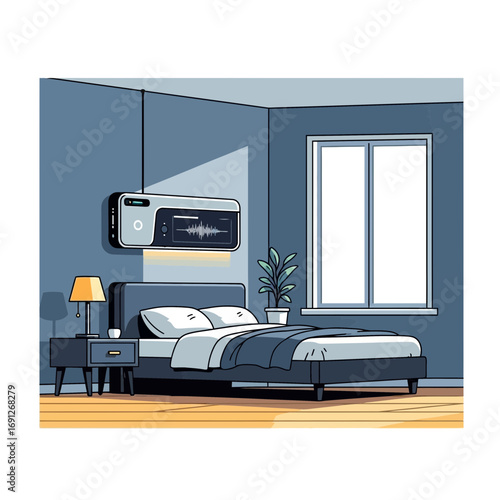 Bedroom with air conditioner and window.