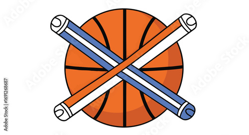 Basketball and Baseball Crossed Bats Logo Design
