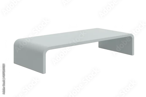 Obraz Modern light grey minimalist bench with rounded corners, isolated on transparent background