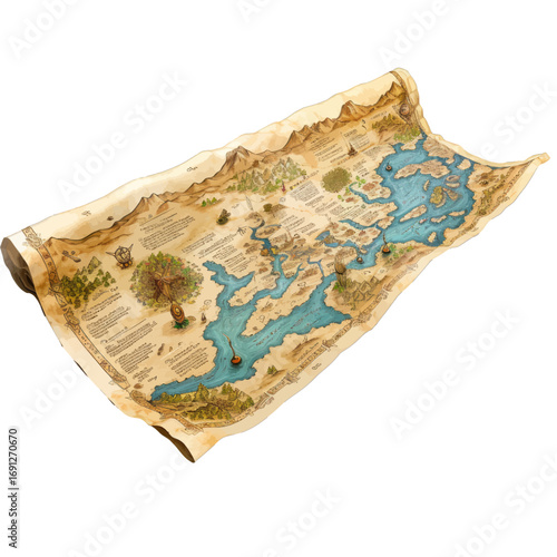 old world map on a white background