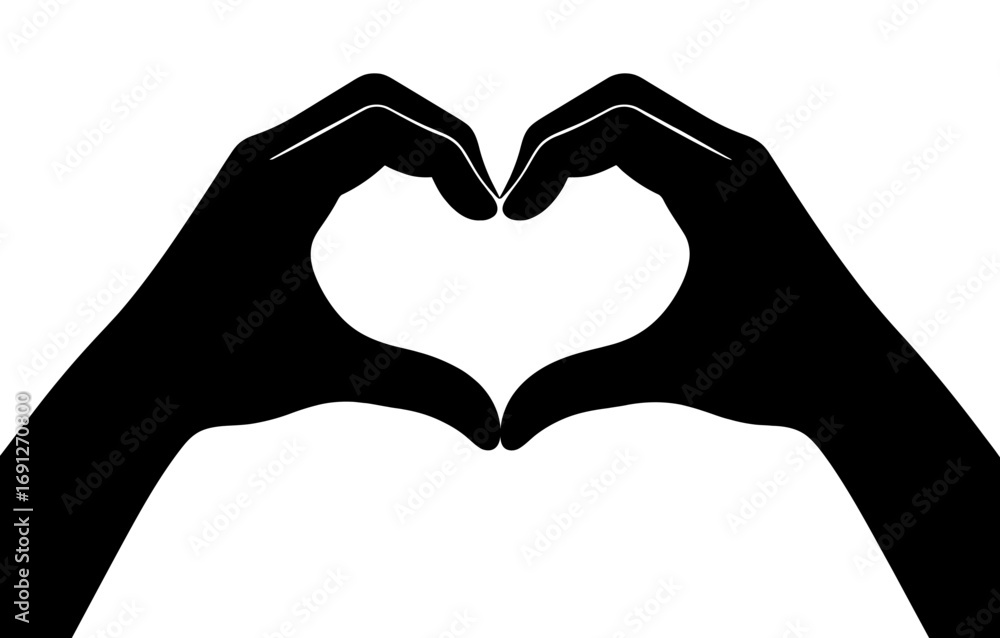 Fototapeta premium Heart-shaped hands silhouette symbolizing love and unity