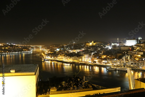 Night Cityscape of Porto on the Douro River