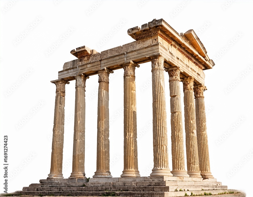 Obraz premium ancient greek columns and pillars isolated on white background