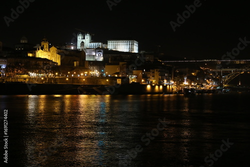 Night View of Porto Waterfront on the Douro River