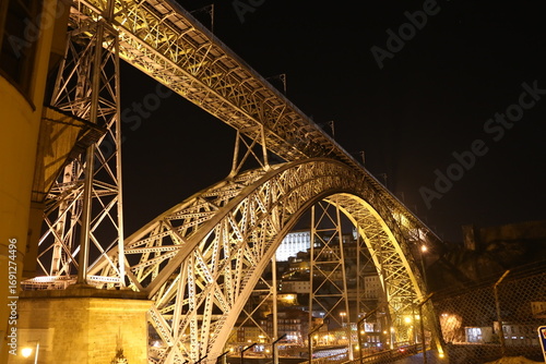 Iconic Dom Luís I Bridge at Night, Porto, Portugal